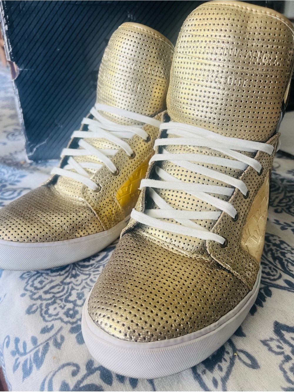 Supra Mens Muska Skytop Limited Shoes Gold/Black Suede Gold Size 11 W/BOX